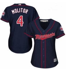 Womens Majestic Minnesota Twins 4 Paul Molitor Replica Navy Blue Alternate Road Cool Base MLB Jersey Womens Majestic Minnesota Twins 4 Paul Molitor Replica Navy Blue Alternate Road Cool Base MLB Jersey
