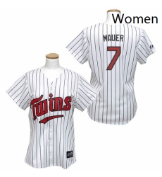 Womens Majestic Minnesota Twins 7 Joe Mauer Authentic WhiteBlue Strip MLB Jersey Womens Majestic Minnesota Twins 7 Joe Mauer Authentic WhiteBlue Strip MLB Jersey