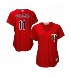 Womens Minnesota Twins 11 Jorge Polanco Replica Scarlet Alternate Cool Base Baseball Jersey Womens Minnesota Twins 11 Jorge Polanco Replica Scarlet Alternate Cool Base Baseball Jersey