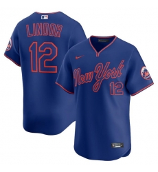 Men New York Mets 12 Francisco Lindor Royal 2025 Alternate Limited Stitched Baseball Jersey Men New York Mets 12 Francisco Lindor Royal 2025 Alternate Limited Stitched Baseball Jersey