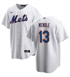 Men New York Mets 13 Joey Wendle White Cool Base Stitched Baseball Jersey Men New York Mets 13 Joey Wendle White Cool Base Stitched Baseball Jersey