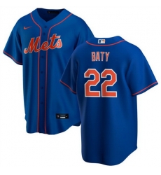 Men New York Mets 22 Brett Baty Blue Cool Base Stitched Baseball Jersey Men New York Mets 22 Brett Baty Blue Cool Base Stitched Baseball Jersey