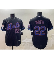 Men New York Mets 22 Juan Soto Black 2025 Spring Training Cool Base Stitched Baseball Jersey Men New York Mets 22 Juan Soto Black 2025 Spring Training Cool Base Stitched Baseball Jersey