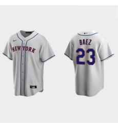 Men New York Mets 23 Javier Baez Men Nike Gray Road MLB Jersey Men New York Mets 23 Javier Baez Men Nike Gray Road MLB Jersey