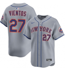 Men New York Mets 27 Mark Vientos Grey Road Limited Stitched Baseball Jersey
