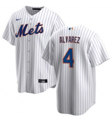 Men New York Mets 4 Francisco A1lvarez White Cool Base Stitched Baseball Jersey Men New York Mets 4 Francisco A1lvarez White Cool Base Stitched Baseball Jersey