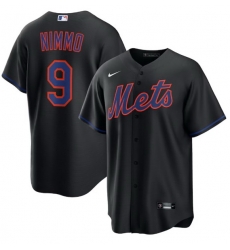 Men New York Mets 9 Brandon Nimmo Black Cool Base Stitched Baseball Jersey