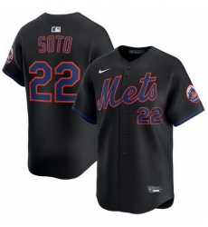 Men New York Mets Juan Soto 22 Black Flex Base Stitched Jersey