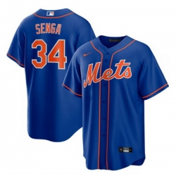 Men New York Mets Kodai Senga 34 Blue Cool Base Stitched Jersey