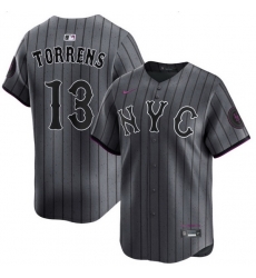 Men New York Mets Luis Torrens 13 Black City Edition Cool Base Stitched Jersey Men New York Mets Luis Torrens 13 Black City Edition Cool Base Stitched Jersey