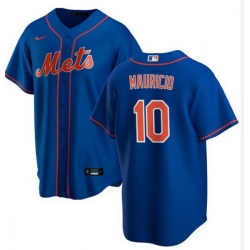 Men New York Mets Ronny Mauricio 10 Blue Stitched Cool Base Jersey