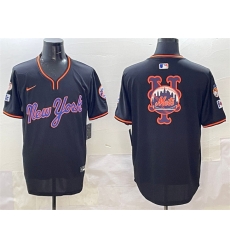 Men New York Mets Team Big Logo Black 2025 Spring Training Stitched Baseball Jersey Men New York Mets Team Big Logo Black 2025 Spring Training Stitched Baseball Jersey