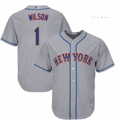 Mens Majestic New York Mets 1 Mookie Wilson Replica Grey Road Cool Base MLB Jersey Mens Majestic New York Mets 1 Mookie Wilson Replica Grey Road Cool Base MLB Jersey