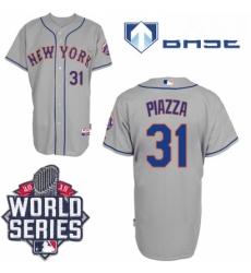 Mens Majestic New York Mets 31 Mike Piazza Authentic Grey Road Cool Base 2015 World Series MLB Jersey Mens Majestic New York Mets 31 Mike Piazza Authentic Grey Road Cool Base 2015 World Series MLB Jersey