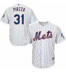 Mens Majestic New York Mets 31 Mike Piazza Replica White Home 2016 Hall Of Fame Sleeve Patch Cool Base MLB Jersey Mens Majestic New York Mets 31 Mike Piazza Replica White Home 2016 Hall Of Fame Sleeve Patch Cool Base MLB Jersey