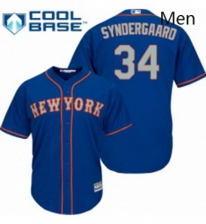 Mens Majestic New York Mets 34 Noah Syndergaard Replica Royal Blue Alternate Road Cool Base MLB Jersey Mens Majestic New York Mets 34 Noah Syndergaard Replica Royal Blue Alternate Road Cool Base MLB Jersey