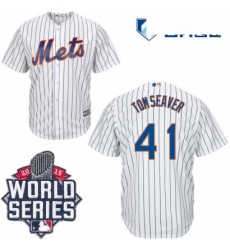 Mens Majestic New York Mets 41 Tom Seaver Authentic White Home Cool Base 2015 World Series MLB Jersey Mens Majestic New York Mets 41 Tom Seaver Authentic White Home Cool Base 2015 World Series MLB Jersey