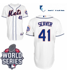 Mens Majestic New York Mets 41 Tom Seaver Replica White Alternate Cool Base 2015 World Series MLB Jersey Mens Majestic New York Mets 41 Tom Seaver Replica White Alternate Cool Base 2015 World Series MLB Jersey