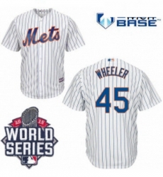 Mens Majestic New York Mets 45 Zack Wheeler Replica White Home Cool Base 2015 World Series MLB Jersey Mens Majestic New York Mets 45 Zack Wheeler Replica White Home Cool Base 2015 World Series MLB Jersey