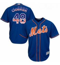 Mens Majestic New York Mets 48 Jacob DeGrom Replica Royal Blue USA Flag Fashion MLB Jersey Mens Majestic New York Mets 48 Jacob DeGrom Replica Royal Blue USA Flag Fashion MLB Jersey