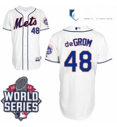Mens Majestic New York Mets 48 Jacob deGrom Authentic White Alternate Cool Base 2015 World Series MLB Jersey Mens Majestic New York Mets 48 Jacob deGrom Authentic White Alternate Cool Base 2015 World Series MLB Jersey