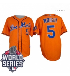 Mens Majestic New York Mets 5 David Wright Authentic Orange Los Mets Cool Base 2015 World Series MLB Jersey Mens Majestic New York Mets 5 David Wright Authentic Orange Los Mets Cool Base 2015 World Series MLB Jersey