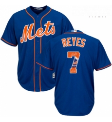 Mens Majestic New York Mets 7 Jose Reyes Authentic Royal Blue Team Logo Fashion Cool Base MLB Jersey Mens Majestic New York Mets 7 Jose Reyes Authentic Royal Blue Team Logo Fashion Cool Base MLB Jersey