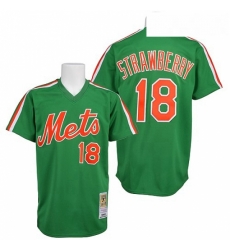 Mens Mitchell and Ness New York Mets 18 Darryl Strawberry Authentic Green Throwback MLB Jersey Mens Mitchell and Ness New York Mets 18 Darryl Strawberry Authentic Green Throwback MLB Jersey