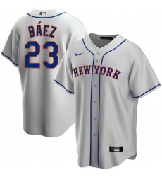 Men's New York Mets #23 Javier Baez Gray Replica Nike Jersey Men's New York Mets #23 Javier Baez Gray Replica Nike Jersey