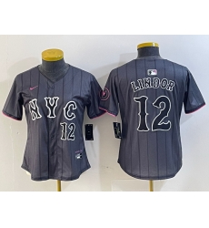 Women New York Mets 12 Francisco Lindor Graphite 2024 City Connect Limited Stitched Baseball Jersey 2 1 Women New York Mets 12 Francisco Lindor Graphite 2024 City Connect Limited Stitched Baseball Jersey 2 1