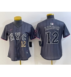 Women New York Mets 12 Francisco Lindor Graphite 2024 City Connect Limited Stitched Baseball Jersey 8 Women New York Mets 12 Francisco Lindor Graphite 2024 City Connect Limited Stitched Baseball Jersey 8