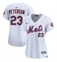 Women New York Mets 23 David Peterson White 2025 Home Limited Stitched Baseball Jersey