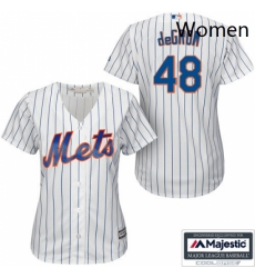 Womens Majestic New York Mets 48 Jacob deGrom Replica WhiteBlue Strip MLB Jersey Womens Majestic New York Mets 48 Jacob deGrom Replica WhiteBlue Strip MLB Jersey