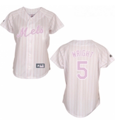 Womens Majestic New York Mets 5 David Wright Replica WhitePink Strip MLB Jersey Womens Majestic New York Mets 5 David Wright Replica WhitePink Strip MLB Jersey