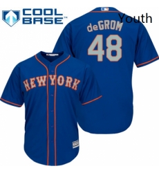 Youth Majestic New York Mets 48 Jacob deGrom Replica Royal Blue Alternate Road Cool Base MLB Jersey Youth Majestic New York Mets 48 Jacob deGrom Replica Royal Blue Alternate Road Cool Base MLB Jersey
