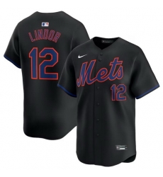 Youth New York Mets 12 Francisco Lindor Black Alternate Limited Stitched Baseball Jersey Youth New York Mets 12 Francisco Lindor Black Alternate Limited Stitched Baseball Jersey