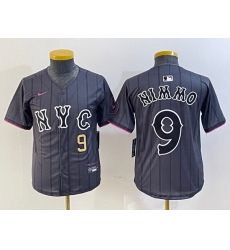 Youth New York Mets 9 Brandon Nimmo Graphite 2024 City Connect Limited Stitched Baseball Jersey 9 Youth New York Mets 9 Brandon Nimmo Graphite 2024 City Connect Limited Stitched Baseball Jersey 9
