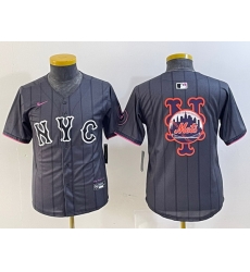 Youth New York Mets Team Big Logo Graphite 2024 City Connect Limited Stitched Baseball Jersey 5 Youth New York Mets Team Big Logo Graphite 2024 City Connect Limited Stitched Baseball Jersey 5
