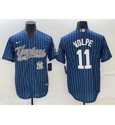 Men New York Yankees 11 Anthony Volpe Navy With Patch Cool Base Stitched Baseball Jersey Men New York Yankees 11 Anthony Volpe Navy With Patch Cool Base Stitched Baseball Jersey