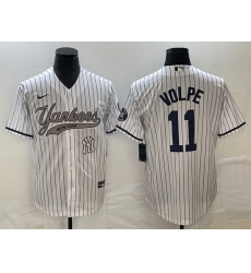 Men New York Yankees 11 Anthony Volpe White With Patch Cool Base Stitched Baseball Jersey Men New York Yankees 11 Anthony Volpe White With Patch Cool Base Stitched Baseball Jersey
