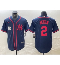 Men New York Yankees 2 Derek Jeter Navy Cool Base Stitched Baseball Jersey 5 Men New York Yankees 2 Derek Jeter Navy Cool Base Stitched Baseball Jersey 5