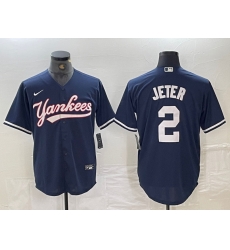 Men New York Yankees 2 Derek Jeter Navy Cool Base Stitched Baseball Jersey Men New York Yankees 2 Derek Jeter Navy Cool Base Stitched Baseball Jersey