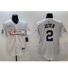 Men New York Yankees 2 Derek Jeter White Bronx Graffiti Vapor Limited Stitched Baseball Jersey