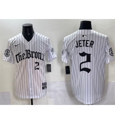 Men New York Yankees 2 Derek Jeter White Pinstripe  27Gothic Legacy Edition 27 Vapor Premier Limited Stitched Baseball Jersey