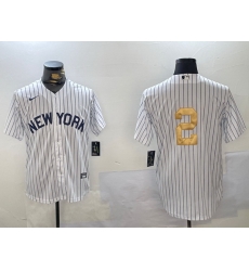 Men New York Yankees 2 Derek Jeter White Pinstripe Without Name Fashion Cool Base Jersey 1 Men New York Yankees 2 Derek Jeter White Pinstripe Without Name Fashion Cool Base Jersey 1