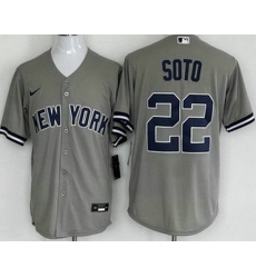 Men New York Yankees 22 Juan Soto Gray Player Name Cool Base Jersey Men New York Yankees 22 Juan Soto Gray Player Name Cool Base Jersey
