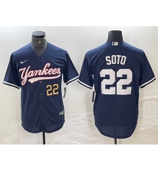 Men New York Yankees 22 Juan Soto Number Navy Cool Base Stitched Baseball Jerse Men New York Yankees 22 Juan Soto Number Navy Cool Base Stitched Baseball Jerse