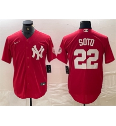 Men New York Yankees 22 Juan Soto Red Cool Base Stitched Baseball Jersey Men New York Yankees 22 Juan Soto Red Cool Base Stitched Baseball Jersey