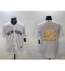 Men New York Yankees 22 Juan Soto White Pinstripe Fashion Cool Base Jersey 1 Men New York Yankees 22 Juan Soto White Pinstripe Fashion Cool Base Jersey 1