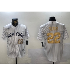 Men New York Yankees 22 Juan Soto White Pinstripe Fashion Cool Base Jerseys Men New York Yankees 22 Juan Soto White Pinstripe Fashion Cool Base Jerseys
